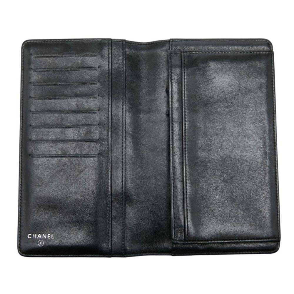 CHANEL Black Lambskin Leather Logo Wallet - Picture 7 of 11